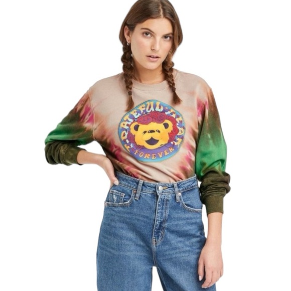 GRATEFUL DEAD LONG SLEEVE CREW NECK TIE DYE PLUS SIZE SWEATSHIRT - Picture 2 of 8